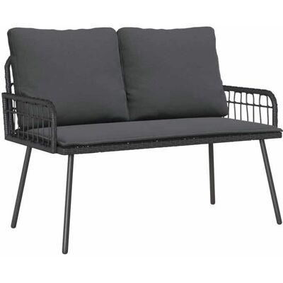 vidaXL Schwarzes Zwei-Sitzer Sofa - Gartenmöbel vidaXL Schwarzes Zwei-Sitzer Sofa - Gartenmöbel