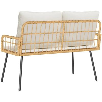 vidaXL Braun, Cremeweiß, Schwarz Modern PE Rattan 2-Sitzer Sofa - Sofa vidaXL Braun, Cremeweiß, Schwarz Modern PE Rattan 2-Sitzer Sofa - Sofa