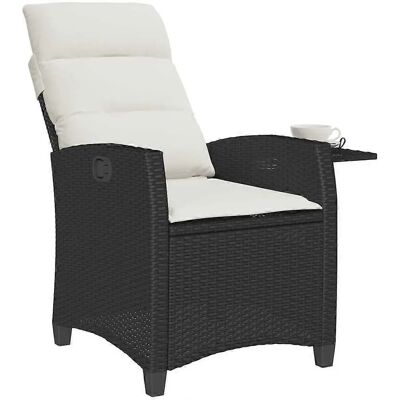 vidaXL Gartensessel mit Beistelltisch - Verstellbar Schwarz Poly Rattan vidaXL Gartensessel mit Beistelltisch - Verstellbar Schwarz Poly Rattan