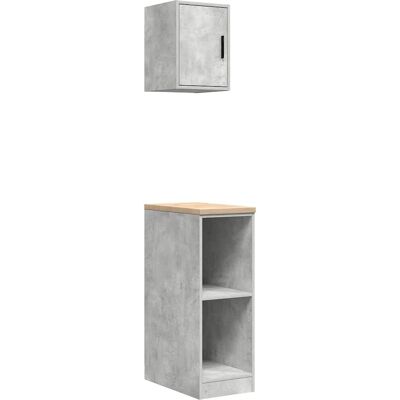 vidaXL Garage Cabinets 2 pcs Concrete Grey Engineered Wood - Garage Cabinets vidaXL Garage Cabinets 2 pcs Concrete Grey Engineered Wood - Garage Cabinets