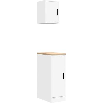 vidaXL Garage Skabe 2 stk Hvidt Laminatoret Træ - Garage Cabinets vidaXL Garage Skabe 2 stk Hvidt Laminatoret Træ - Garage Cabinets