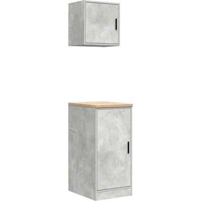 vidaXL Garage Skabe 2 stk. Beton Grå Ingeeniør Træ - Garage Cabinets vidaXL Garage Skabe 2 stk. Beton Grå Ingeeniør Træ - Garage Cabinets
