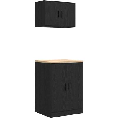vidaXL Garage Skabe 2 stk. Sorte Træ - Garage Cabinets vidaXL Garage Skabe 2 stk. Sorte Træ - Garage Cabinets