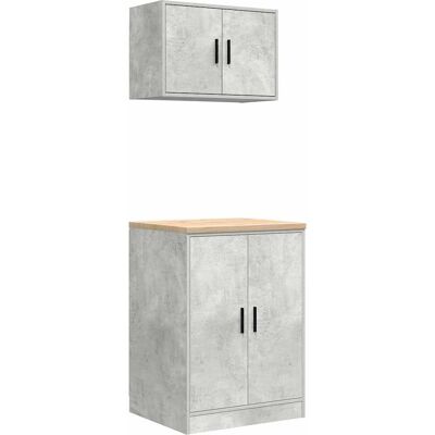 vidaXL Garage Skabe - 2 stk. Betonggrå Træ - Garage Cabinets vidaXL Garage Skabe - 2 stk. Betonggrå Træ - Garage Cabinets