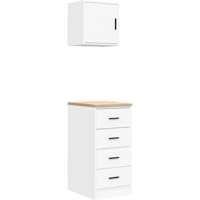 vidaXL Garage Skabe 2 stk Hvidt Engineered Wood - Garage Cabinets vidaXL Garage Skabe 2 stk Hvidt Engineered Wood - Garage Cabinets