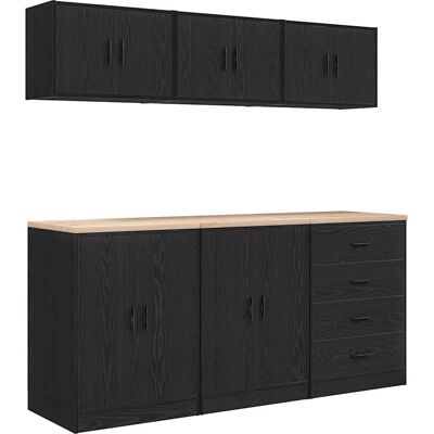 vidaXL Garagenschränke - 6 Stk. Schwarz Holzwerkstoff - Aufbewahrung für Werkzeuge & Werkstatt vidaXL Garagenschränke - 6 Stk. Schwarz Holzwerkstoff - Aufbewahrung für Werkzeuge & Werkstatt