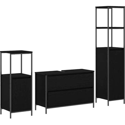 vidaXL Black Bathroom Furniture Set - Bathroom Furniture Set vidaXL Black Bathroom Furniture Set - Bathroom Furniture Set