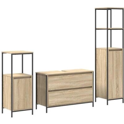 vidaXL Badezimmermöbel Set - Sonoma Eiche - Modern - 3 Stück vidaXL Badezimmermöbel Set - Sonoma Eiche - Modern - 3 Stück