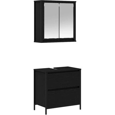 vidaXL Badmöbel-Set - Schwarz Eichen-Optik - Badezimmermöbel vidaXL Badmöbel-Set - Schwarz Eichen-Optik - Badezimmermöbel