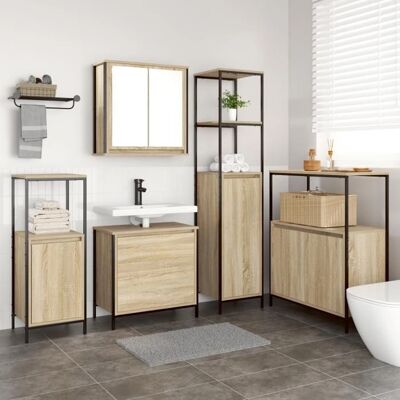 vidaXL Badezimmermöbelset Sonoma Eiche - Badezimmermöbel vidaXL Badezimmermöbelset Sonoma Eiche - Badezimmermöbel