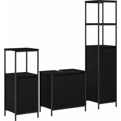 VidaXL Badmøbel-Set - Sort eg 3 dele Moderne Opbevaringsmøbler VidaXL Badmøbel-Set - Sort eg 3 dele Moderne Opbevaringsmøbler
