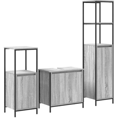 vidaXL Bathroom Furniture Set - 3-piece Grey Sonoma Bathroom Set vidaXL Bathroom Furniture Set - 3-piece Grey Sonoma Bathroom Set