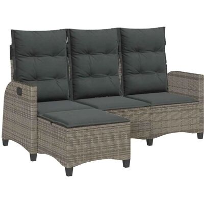 vidaXL Gartensofa mit Liegefunktion Kissen L-Form Grau - Outdoor Reclining Sofa vidaXL Gartensofa mit Liegefunktion Kissen L-Form Grau - Outdoor Reclining Sofa