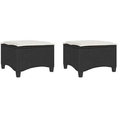 vidaXL Gartenhocker mit Kissen - Langlebiges PE Rattan - Schwarz - Gartenhocker mit Kissen 2 Stk. vidaXL Gartenhocker mit Kissen - Langlebiges PE Rattan - Schwarz - Gartenhocker mit Kissen 2 Stk.