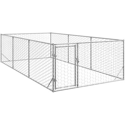 vidaXL Outdoor Dog Kennel - 2x4x1 m Galvanised Steel vidaXL Outdoor Dog Kennel - 2x4x1 m Galvanised Steel