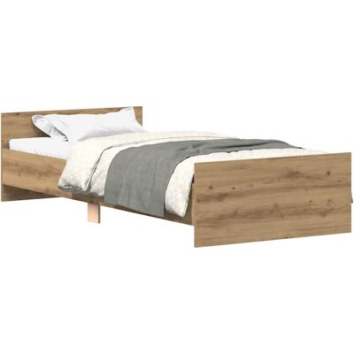 Estructura de cama vidaXL - 100x200 cm - Roble artesanal - Estable y resistente a la humedad Estructura de cama vidaXL - 100x200 cm - Roble artesanal - Estable y resistente a la humedad