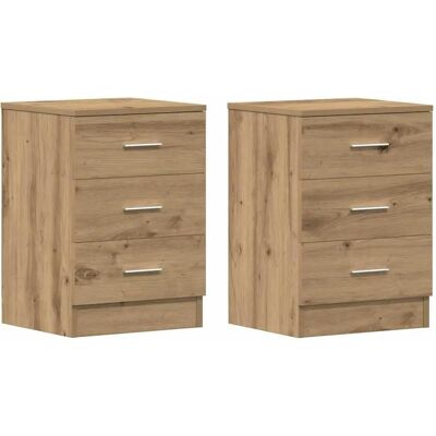 vidaXL Bedside Cabinet Artisan Oak - Nightstand with 3 Drawers vidaXL Bedside Cabinet Artisan Oak - Nightstand with 3 Drawers