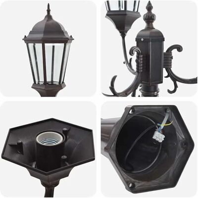 vidaXL Tuinlamp paal 3 E27 brons 235cm aluminium vidaXL Tuinlamp paal 3 E27 brons 235cm aluminium
