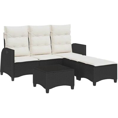 vidaXL Gartenmöbel-Set - L-Form Sofa mit Kissen Schwarz vidaXL Gartenmöbel-Set - L-Form Sofa mit Kissen Schwarz