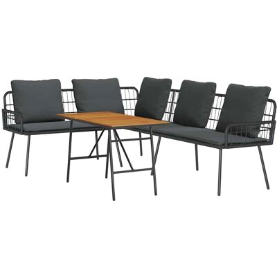 vidaXL Stahl-Outdoor-Möbelset - Schwarz - Für Drei Personen vidaXL Stahl-Outdoor-Möbelset - Schwarz - Für Drei Personen