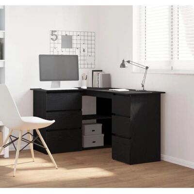 vidaXL Schwarzer L-förmiger Schreibtisch mit Schwarzer Eiche - Tisch vidaXL Schwarzer L-förmiger Schreibtisch mit Schwarzer Eiche - Tisch