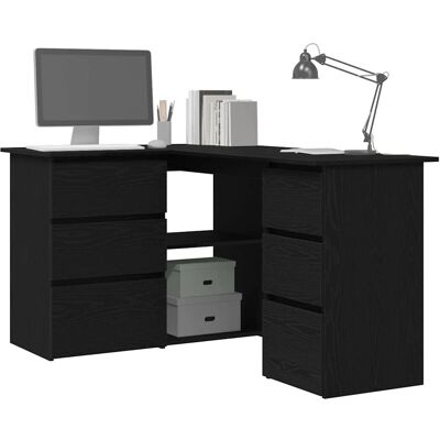 vidaXL Schwarzer L-förmiger Schreibtisch mit Schwarzer Eiche - Tisch vidaXL Schwarzer L-förmiger Schreibtisch mit Schwarzer Eiche - Tisch