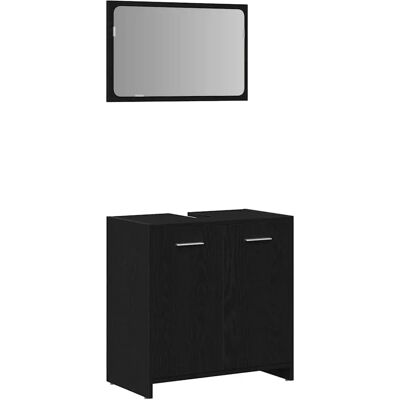 Meuble de salle de bain mural avec miroir vidaXL en bois de chêne noir Meuble de salle de bain mural avec miroir vidaXL en bois de chêne noir
