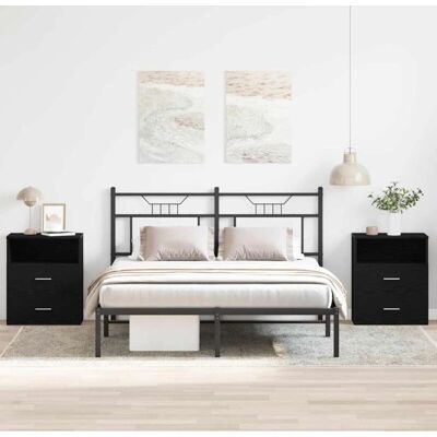 vidaXL Nachttisch-Set - Modernes Schwarzes Eichenholz, 2 Stück vidaXL Nachttisch-Set - Modernes Schwarzes Eichenholz, 2 Stück