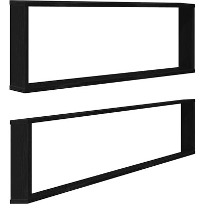 vidaXL Schwarze Wandregale 2 Stk. Würfel Design 100x15x30 cm vidaXL Schwarze Wandregale 2 Stk. Würfel Design 100x15x30 cm