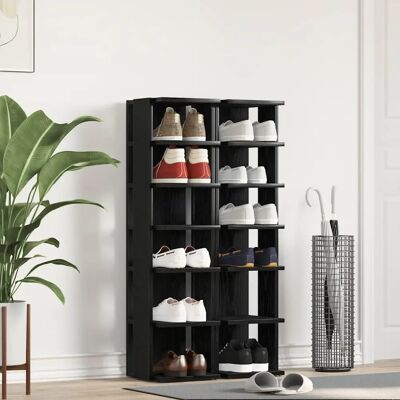 vidaXL Schoenenkast Zwart Eiken 25x27x102 cm Duurzaam hout vidaXL Schoenenkast Zwart Eiken 25x27x102 cm Duurzaam hout