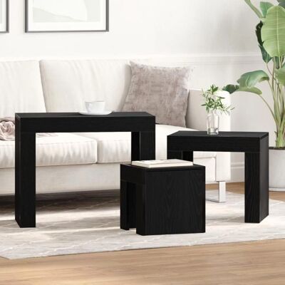 Vidaxl Schwarze Holz Stapelbare Beistelltische - Beistelltische Vidaxl Schwarze Holz Stapelbare Beistelltische - Beistelltische