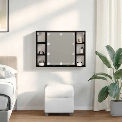 vidaXL Spiegelschrank Schwarz - Wandmontage, LED, 6 Fächer vidaXL Spiegelschrank Schwarz - Wandmontage, LED, 6 Fächer