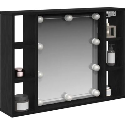 vidaXL Spiegelschrank Schwarz - Wandmontage, LED, 6 Fächer vidaXL Spiegelschrank Schwarz - Wandmontage, LED, 6 Fächer