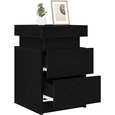 vidaXL Nightstand Set Black Wood 2-piece - Nightstand Set vidaXL Nightstand Set Black Wood 2-piece - Nightstand Set