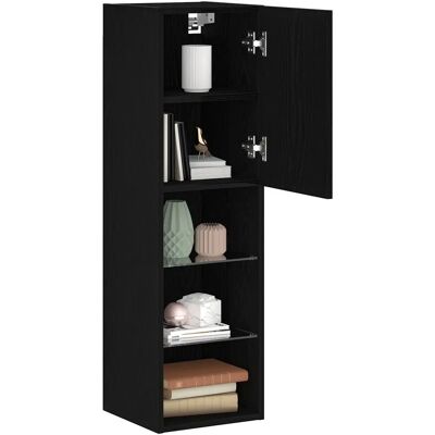 vidaXL TV-Schrank Schwarze Eiche - Moderner TV-Schrank mit Glasregalen vidaXL TV-Schrank Schwarze Eiche - Moderner TV-Schrank mit Glasregalen