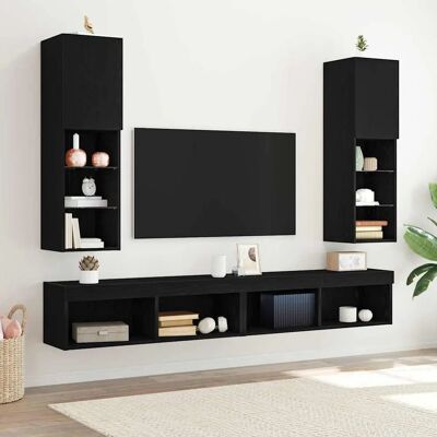 vidaXL Black-Eiche TV Cabinet Set - Modern, Compact, Stylish vidaXL Black-Eiche TV Cabinet Set - Modern, Compact, Stylish
