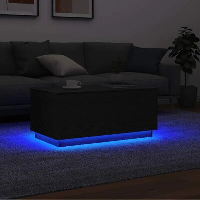 vidaXL Couchtisch - LED-Leuchten - Schwarz Eichen-Optik - 90x49x40cm vidaXL Couchtisch - LED-Leuchten - Schwarz Eichen-Optik - 90x49x40cm