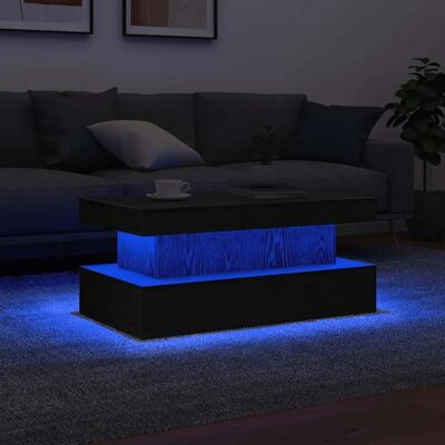 vidaXL Zwarte eiken LED Salontafel - Salontafel vidaXL Zwarte eiken LED Salontafel - Salontafel