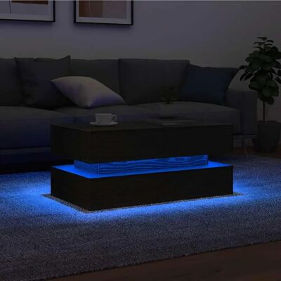 vidaXL Couchtisch mit LED-Leuchten Schwarz Eichen-Optik - Wohnzimmer-Tisch vidaXL Couchtisch mit LED-Leuchten Schwarz Eichen-Optik - Wohnzimmer-Tisch