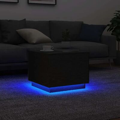 vidaXL Schwarzer Eichen LED Couchtisch - Beistelltisch vidaXL Schwarzer Eichen LED Couchtisch - Beistelltisch