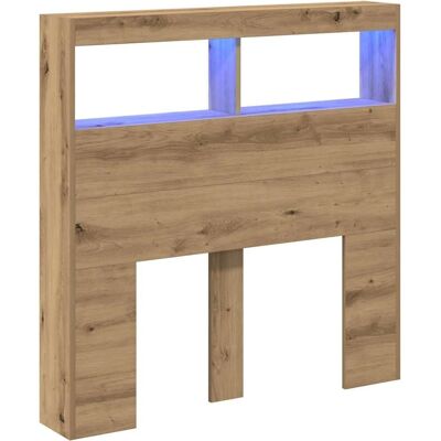vidaXL LED-Kopfteil mit Ablagen - 100x17x102 cm, Braun vidaXL LED-Kopfteil mit Ablagen - 100x17x102 cm, Braun