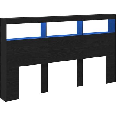 vidaXL LED-Kopfteil mit Ablagen Schwarz Eichen-Optik - Kopfteil mit LED vidaXL LED-Kopfteil mit Ablagen Schwarz Eichen-Optik - Kopfteil mit LED