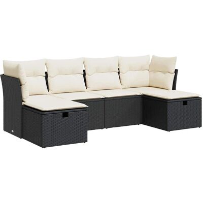 vidaXL 6-tlg. Garten-Sofagarnitur mit Kissen Schwarz vidaXL 6-tlg. Garten-Sofagarnitur mit Kissen Schwarz