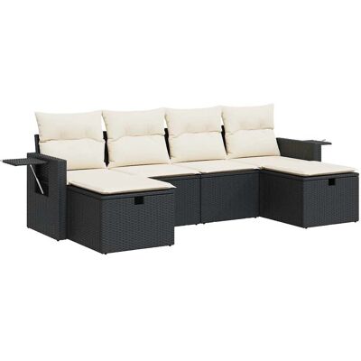 vidaXL Gartenmöbel-Set - Beige, Schwarz, Cre - 6-teiliges Sofa vidaXL Gartenmöbel-Set - Beige, Schwarz, Cre - 6-teiliges Sofa
