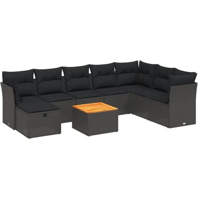 vidaXL Gartenmöbel-Set - Schwarz - 9-teilige Sofagruppe mit Kissen vidaXL Gartenmöbel-Set - Schwarz - 9-teilige Sofagruppe mit Kissen