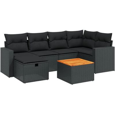 vidaXL 7-Tlg. Garten-Sofagarnitur Mit Kissen Beige Poly Rattan - Schwarz Model vidaXL 7-Tlg. Garten-Sofagarnitur Mit Kissen Beige Poly Rattan - Schwarz Model