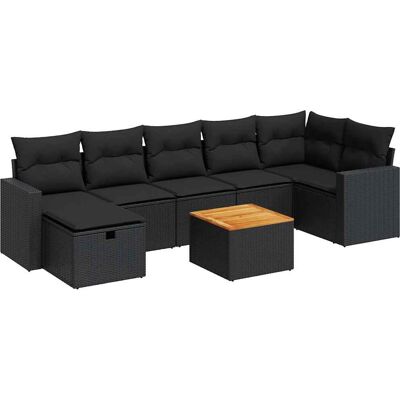 vidaXL 8-Tlg. Garten-Sofagarnitur - Schwarz - Modulares Set vidaXL 8-Tlg. Garten-Sofagarnitur - Schwarz - Modulares Set