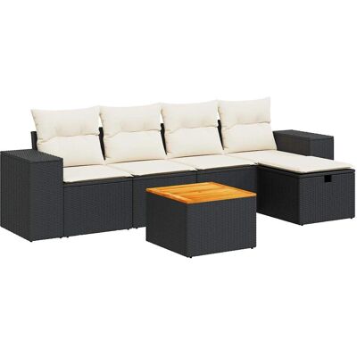 vidaXL Gartenmöbel-Set - Schwarz - 6-tlg. Sofagarnitur vidaXL Gartenmöbel-Set - Schwarz - 6-tlg. Sofagarnitur