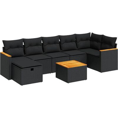 vidaXL 7-tlg. Garten-Sofagarnitur mit Kissen - Schwarz vidaXL 7-tlg. Garten-Sofagarnitur mit Kissen - Schwarz