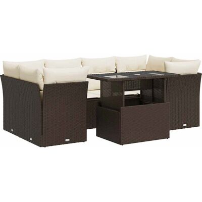 vidaXL 7-Tlg. Garten-Sofagarnitur Mit Kissen Beige Poly Rattan vidaXL 7-Tlg. Garten-Sofagarnitur Mit Kissen Beige Poly Rattan